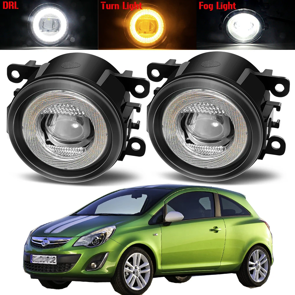 3in1 Car Fog Light Assembly For Vauxhall Opel Corsa D Hatchback 2007-2015 Angel Eye LED Fog Turn Signal Daytime Running Lamp DRL