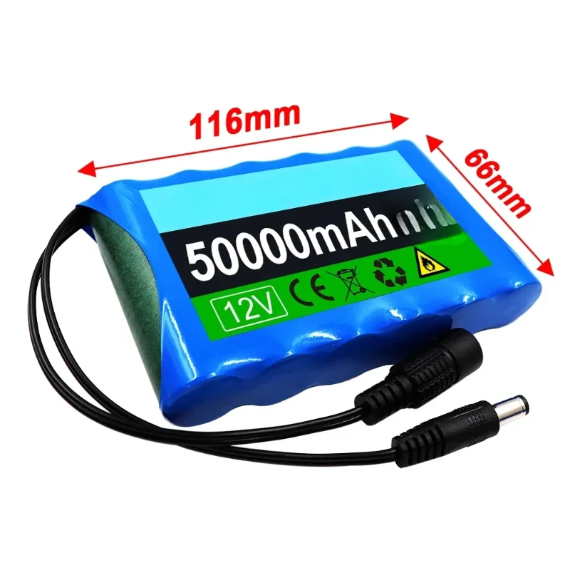 12V 50000mah Portable Super Rechargeable Lithium Ion Battery Pack Capacity DC 12.6v 30Ah CCTV Cam Monitor + Charger