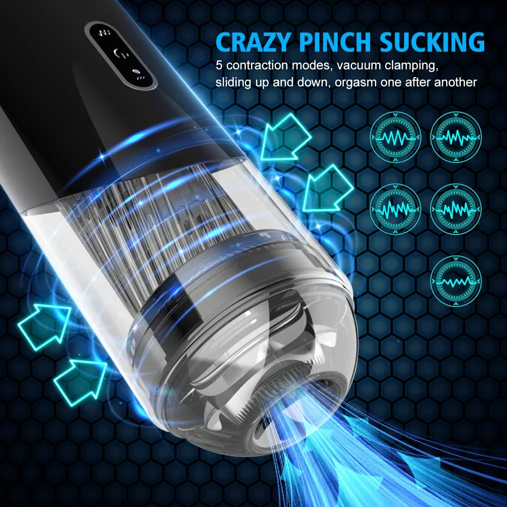 Automatic Male Masturbations Real silicone Vaginal Vibrator Sex Machine Toy Blowjob Sucking Masturbator for Men Tools Adult Toys