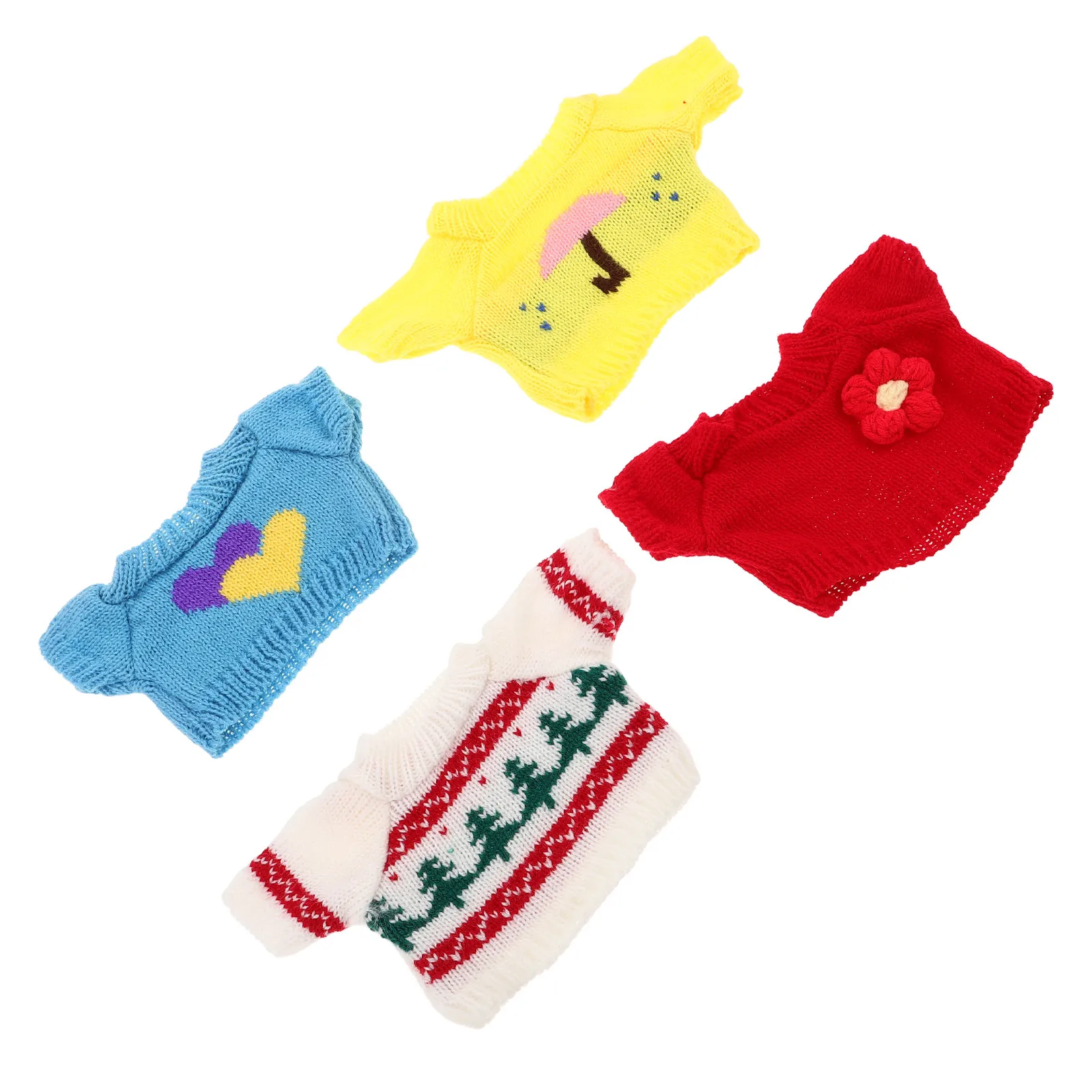 

4Pcs 30Cm Bear Outfit Set Sturdy Soft Cotton Sweaters Stylish Replaceable Clothes for Stuffed Animals Home Decor Holiday Gift