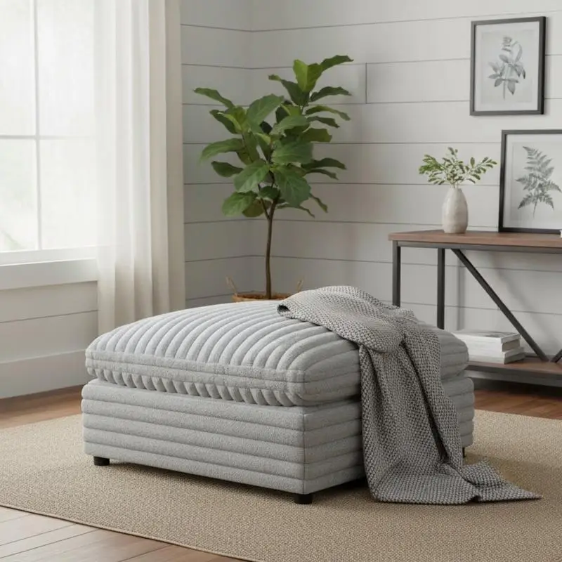 

Square Polyester Ottoman 40 in. - Stylish & Cozy Addition to Any Room, Perfect for Living Room or Bedroom Use