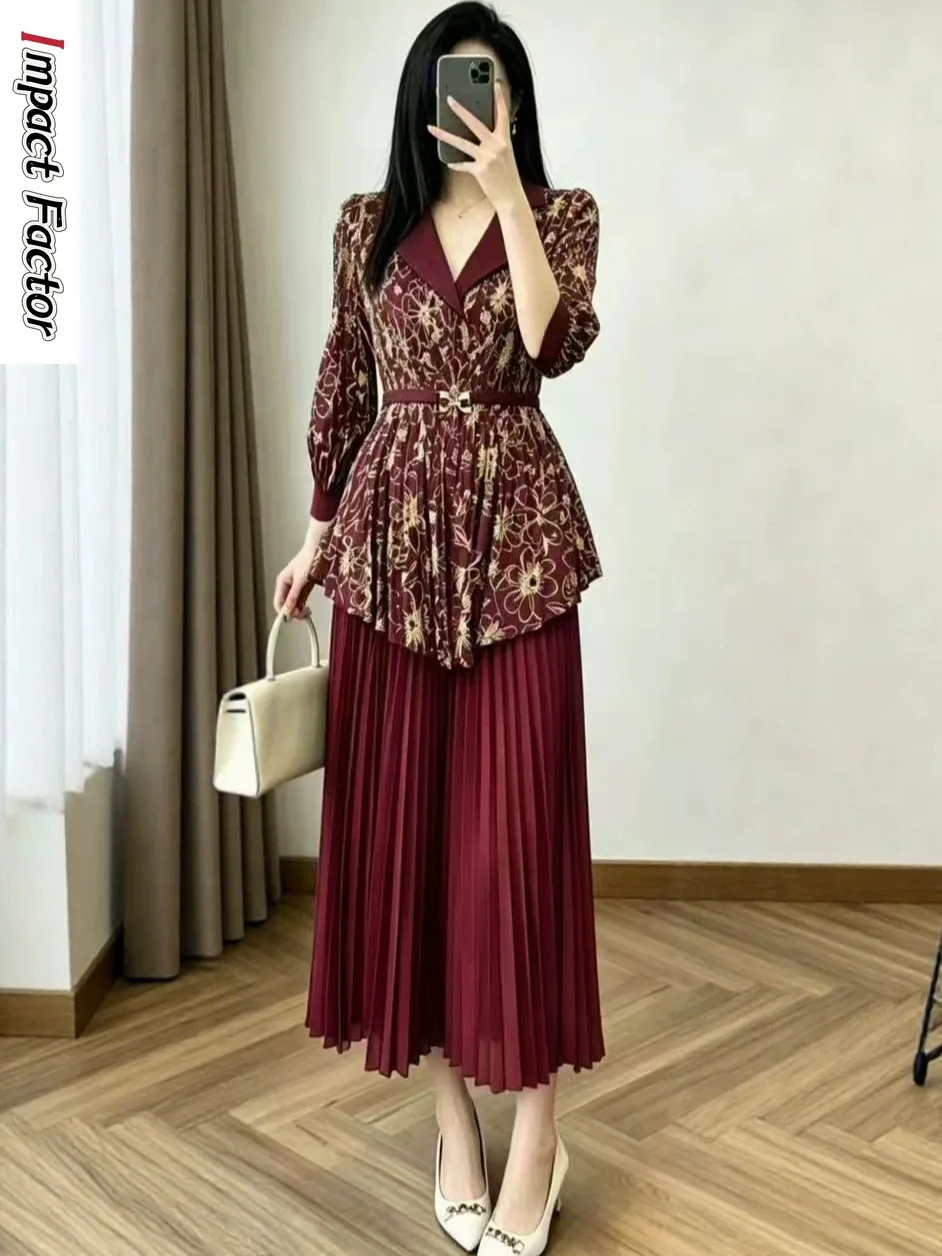 Miyake Girl 2026 New Printed Bronzing Letter Set High-end Fashion Temperament Folded Two-piece Set
