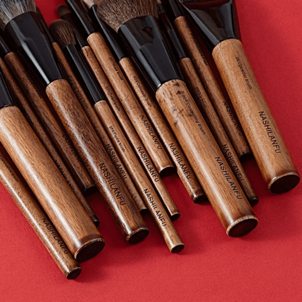 14Pcs Premium Synthetic Makeup Brush Set Soft High Quality Animal Hair Professional Makeup Brush Natural Wood Eye Shadow Brush