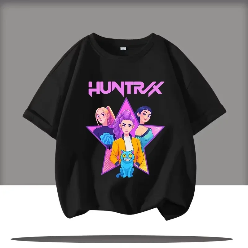 Moda filme crianças camiseta kpop caçadores de demônios presente engraçado para fãs camiseta k-pop caçadores de demônios roupas legal meninas camiseta verão topo