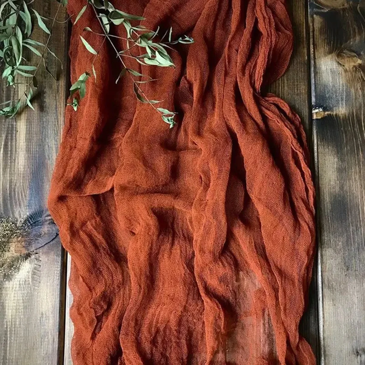 Red-brown Gauze Table Runner Burlap Cheesecloth Table Setting Dining Rustic Country Wedding Birthday Decor Boho Table Linens