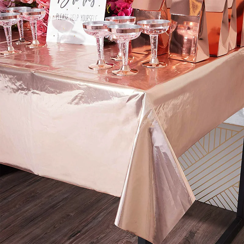 High Quality Rose Gold Plated Party Tableware Tablecloth Balloons Curtain Paper Cup Tray Adult Party Wedding Decoration Supplies