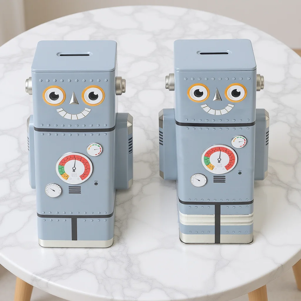 Banco de dinero Robot para niños, organizador de monedas, hucha para niñas, decoración de mesa, tarro de ahorro, regalo sorpresa de superficie lisa bonita