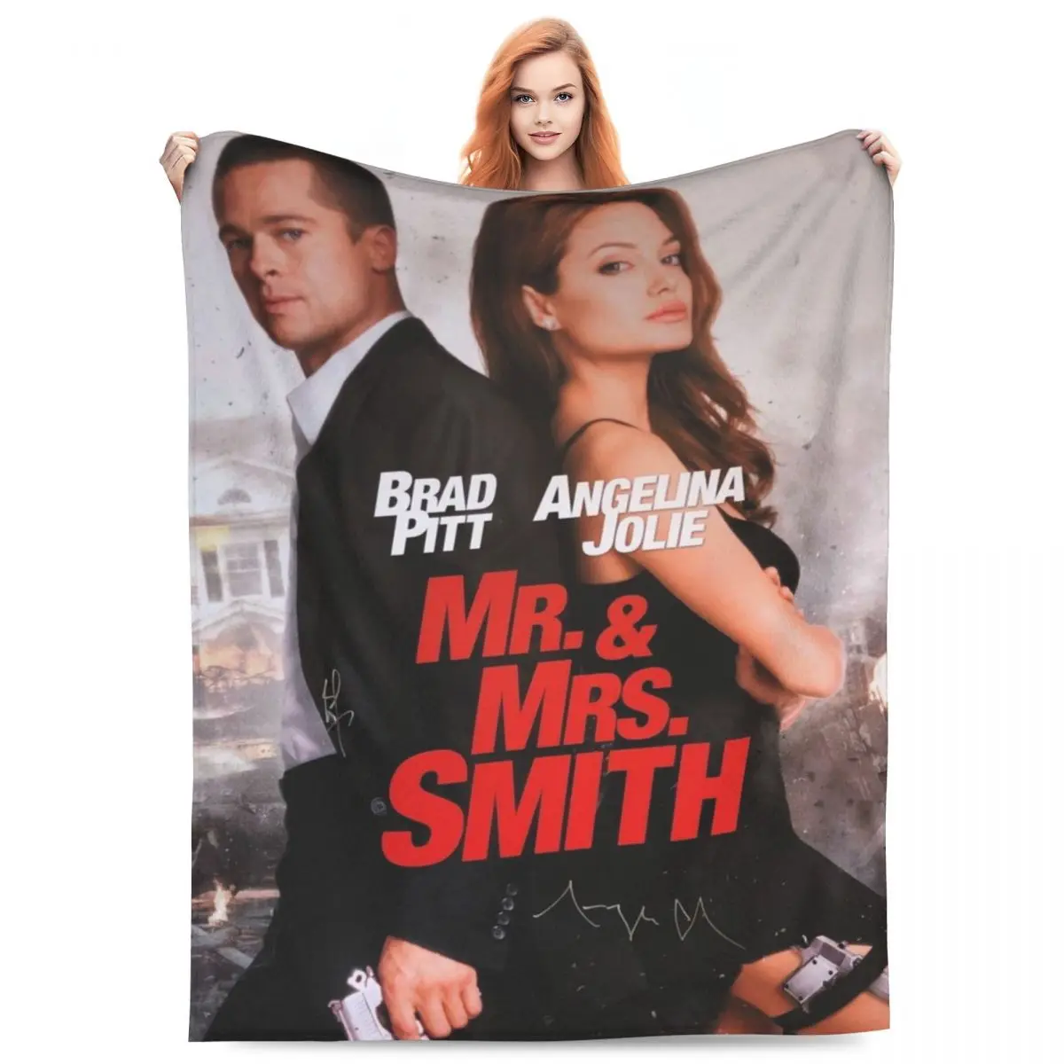 

A-Angelina Jolie Super Soft Blanket Actress Travel Office Throw Blanket Winter Novelty Design Flannel Bedspread Sofa Bed Cover