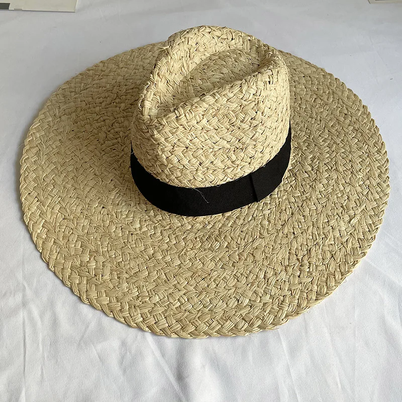 Fashion Handmade Women Summer Hat Wide Brim Raffia Hat Sun Protection Floppy Straw Hat Foldable Beach Hats Kentucky Derby Hat