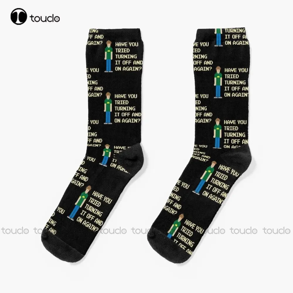Have You Tried Turning It Off And On Again. Socks Mens Athletic Socks 360° Digital Print Custom Gift Streetwear Funny Sock Art