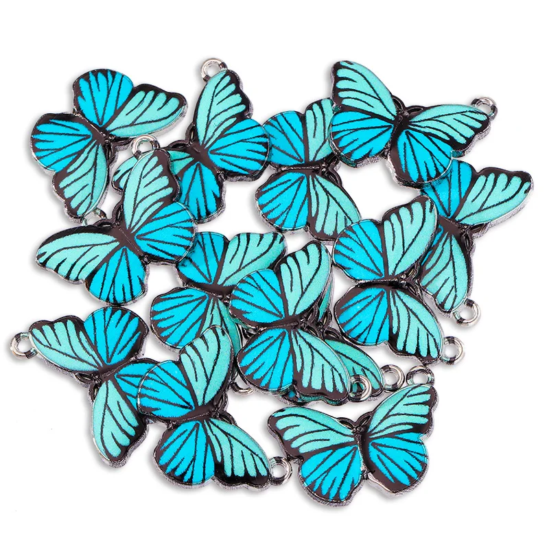 10 Stück/Set Silberfarbener Emaille-Schmetterlingsanhänger für Damen-Halsketten, DIY-Schmuckherstellungszubehör, Großhandel – Detail 8