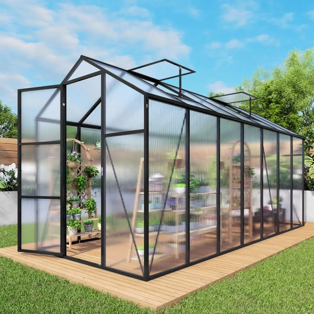 

6x14x7ft Greenhouse with Enhanced Wind Resistance, Roof Ventilation, and Winter Protection, Ideal for Large Walk-in Sunrooms in