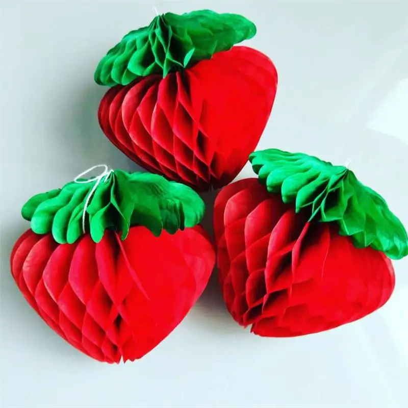 

Fruit Theme Strawberry Honeycomb Ball Fruit Shaped Paper Honeycomb Hanging Decoration Festival Party Atmosphere Decoration