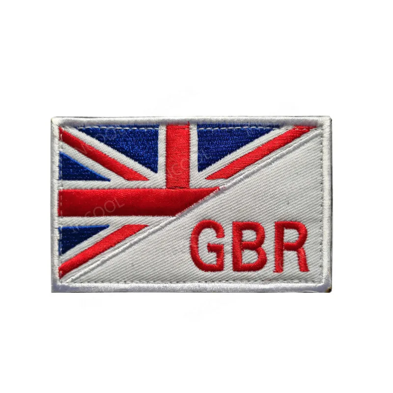 United Kingdom Flag Embroidered Patches Reflective UK GB GBR 3D PVC Rubber Great Britain Chevron Patches Embroidery Flags Patch