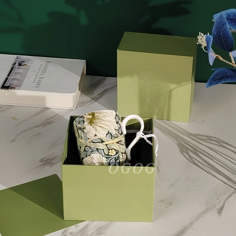 European style fashion mug, coffee cup, souvenir, flower, high-value household water cup, milk, breakfast cup