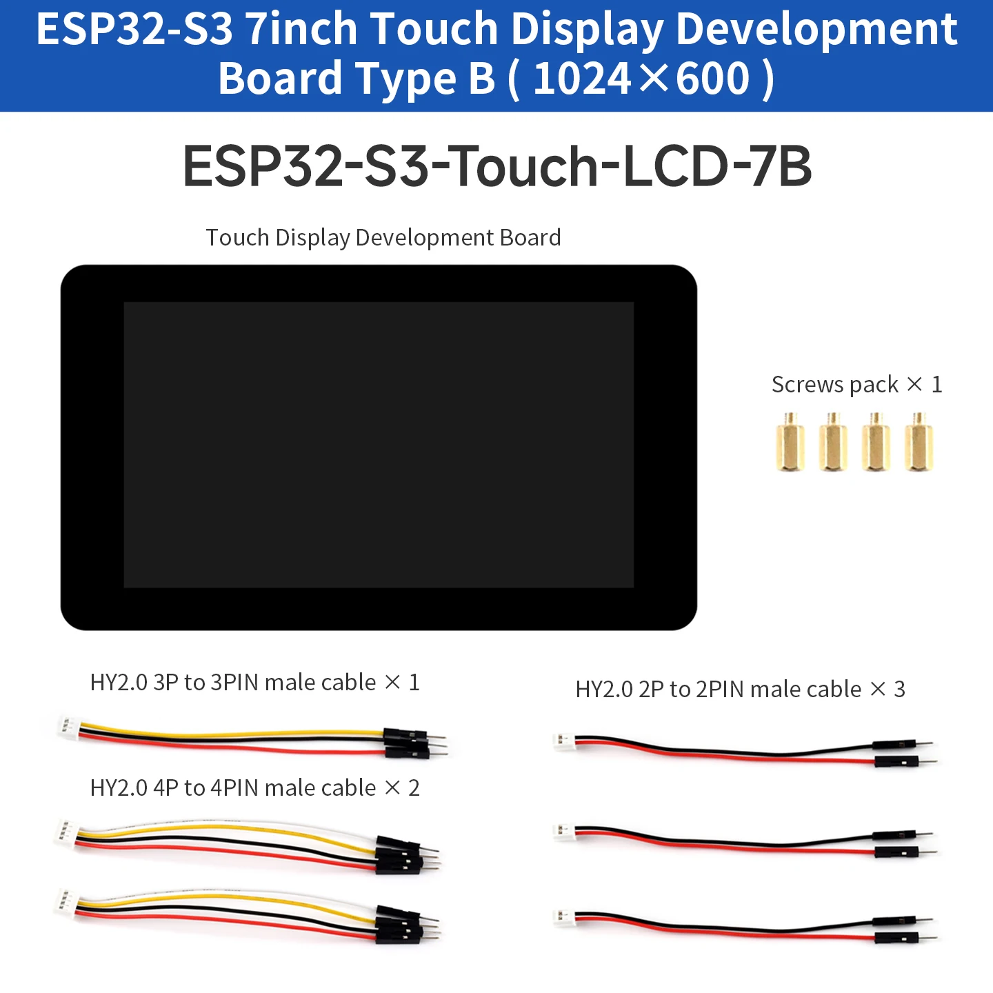 Waveshare ESP32-S3 7 Inch 1024X600 IPS LCD Development Board ESP32 Touch Screen Display LVGL GUI HMI for Aruidno IDE ESP-IDE