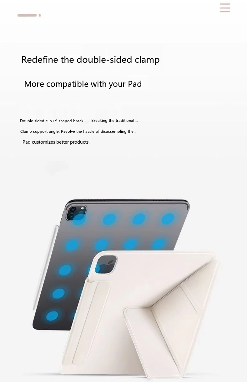 Für iPad Air Pro 11 10,9 10,2 9,7 Zoll Leder 3+Y Faltbare Magnetische Doppelseitige Clip-Schlaf-/Aufwach-Hülle – Detail 5