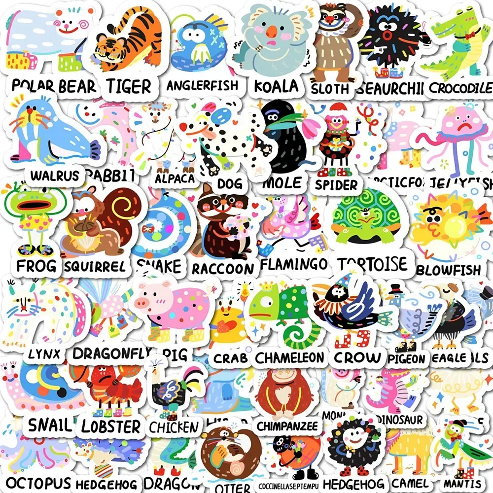 500Pcs Cartoon Animal Waterproof PVC Stickers DIY Laptop Bumper Water Bottle Skateboard Decals for Kids Teens