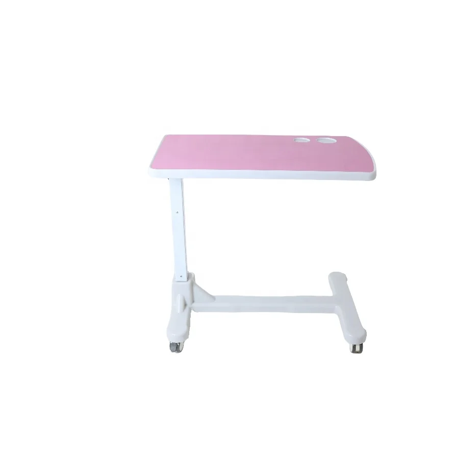 Stolik do karmienia pacjenta, mobilny, z regulacją wysokości, przy łóżku, z tworzywa ABS, szpitalny stolik nad łóżko z kółkami.