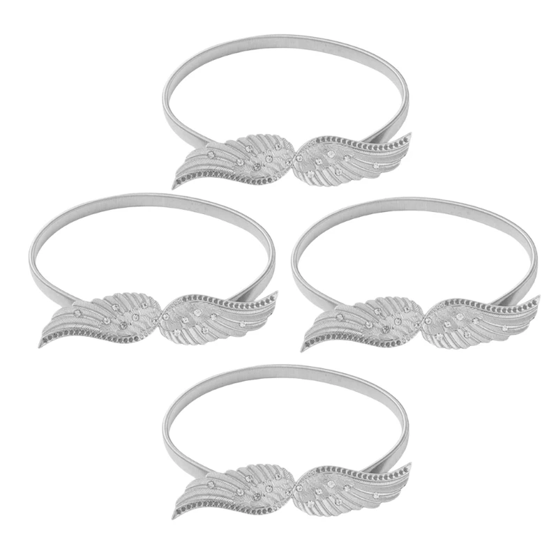 4Pcs Metal Wing Shaped Curtain Clip Holders Adjustable Spring Rope Drapery Tieback Holdback Tie for Curtain Management