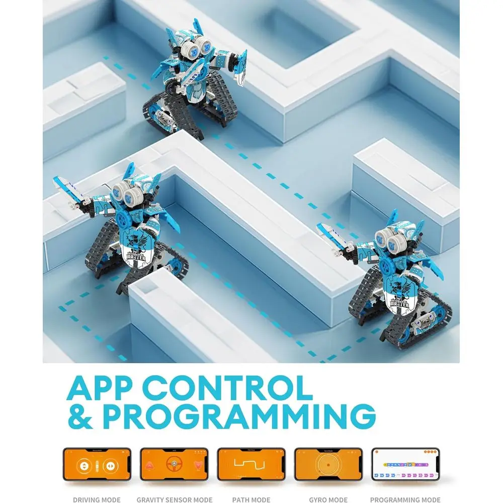 Kit de robot STEM todo en uno: juego de robótica DIY controlado por aplicación y RC de 398 piezas para niños de 6 a 12 años, juguete para regalo de ciencia educativa para B