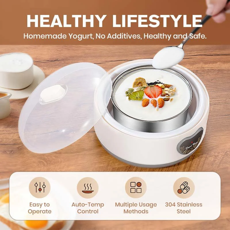 Mini yogur eléctrico de 1L, máquina automática multifuncional para el hogar, máquina de fermentación de yogur y Natto DIY