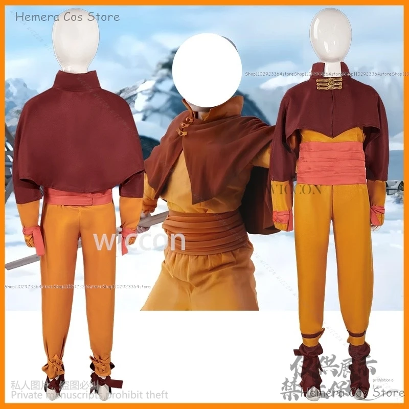 子供と子供のためのaangアニメコスプレユニフォーム,ファンタジーパーティー衣装,映画のコススーツ