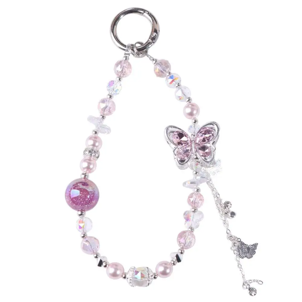 

Tassel Butterfly Phone Chain Anti-lost Short Mobile Phone Lanyard Trinket Light Luxury Style Girls Phone Pendant