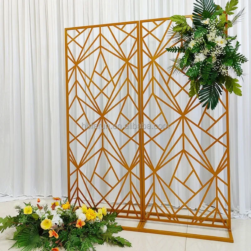 New Custom Wedding Rectangular Screen Decoration Hot Selling Wedding Metal Background Stand Prop Dream Wrought Iron