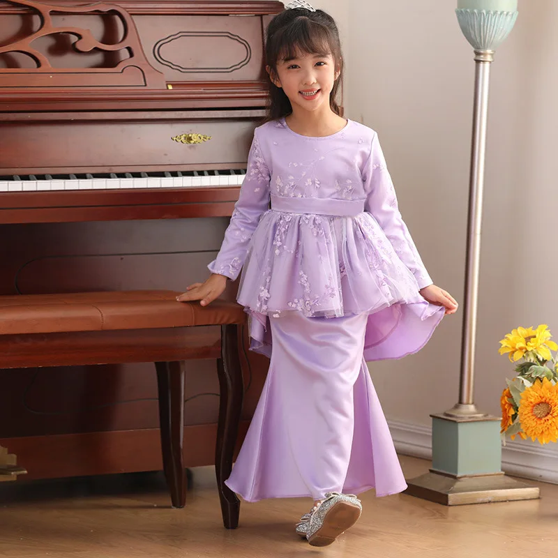 Muslim Kids Modern Clothes Festive Elegant Dress For Girls Prayer Costume Formal Occasion Worship Dress Long Children's Clothing