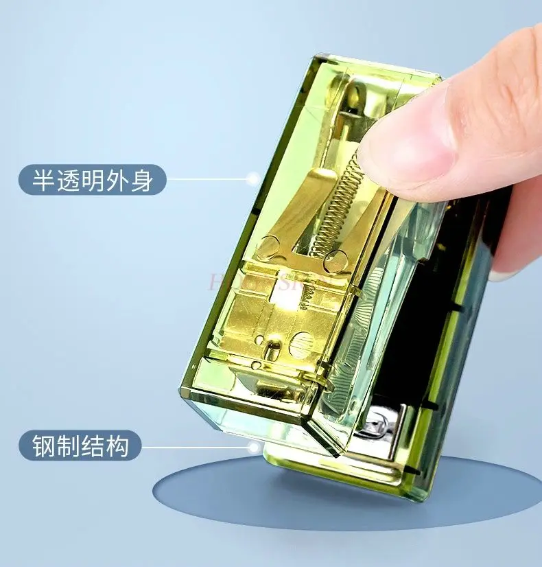 Transparent Mini Stapler for Students, Handheld High Beauty Stapler, Portable Paper Binding Machine, Effortless Stapler