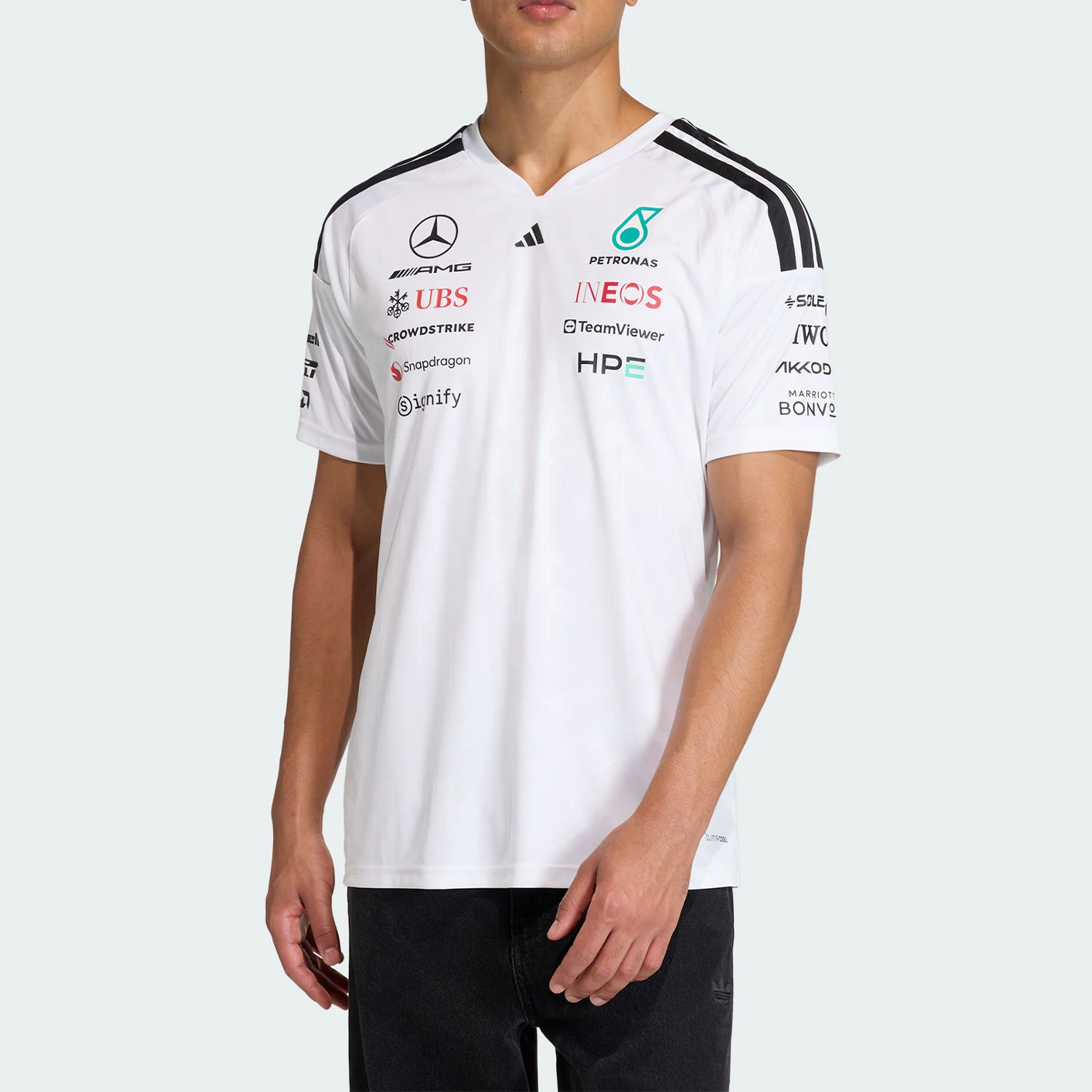 Adidas genuine new men's white and black racing watch quick drying short sleeved T-shirt KF0160