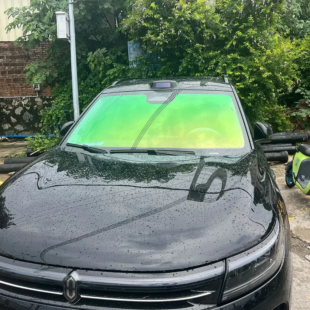 Film solaire Aurora Green VLT64% pour vitres latérales de voiture, effet caméléon, protection UV 99%
