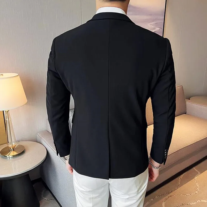 2023 Fashion Retro Black Suit Jacket Men Spring New High-Grade Office Mens Solid Color Blazers Big Collar Slim Suit Coats S-4XL