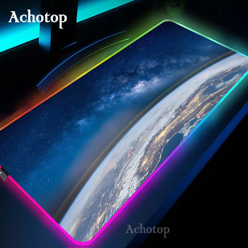 

Blue Space Large RGB Mouse Pad Gaming Mousepad LED Backlit Mouse Mat 900x400 Gamer Mause Mats XXL PC Office Keyboard Desk Mat