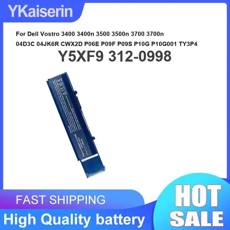 Laptop Battery Y5XF9 312-0998 5200mAh For Dell Vostro 3400 3400n 3500 3500n 3700 3700n 04D3C 04JK6R CWX2D