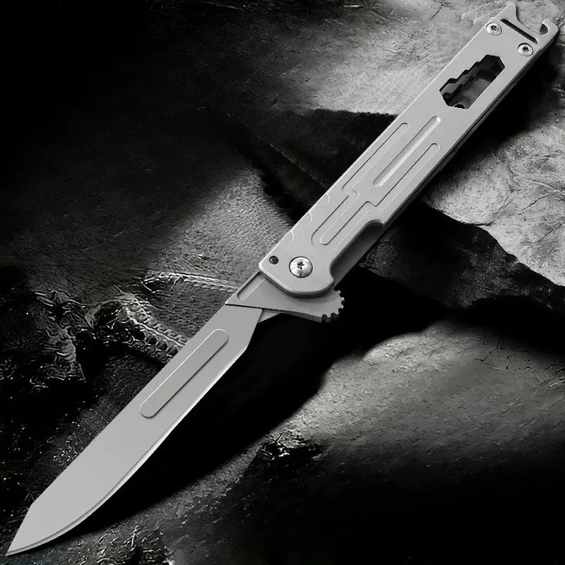 60# Stainless Steel Folding Tool EDC Multifunctional Window Breaker Hexagonal Wrench Bottle Opener Rope Knife