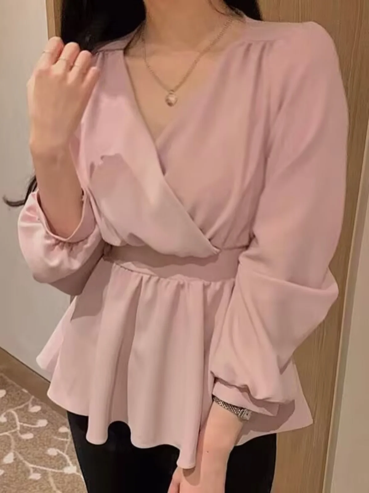 Ele V-Ne feminino chiffon irt doce cintura cinching proteção solar top verão novo sle longo sve renda faion