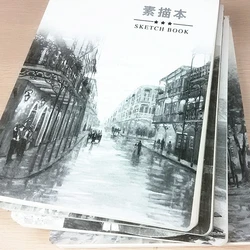 1pcs Classic Retro Street View Cover Sketchbook Fashion Art Supplies Practical Office School Painting Paper Blank Inner