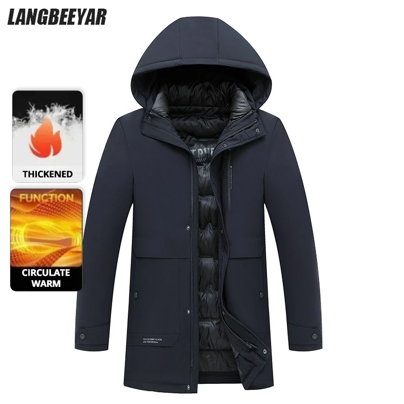 

Top Grade Thicken Fashion Winter Casual Outerwear Warm Designer Hooded Parka Coat Mens Newest Jacket Windbreaker Mens Clothes