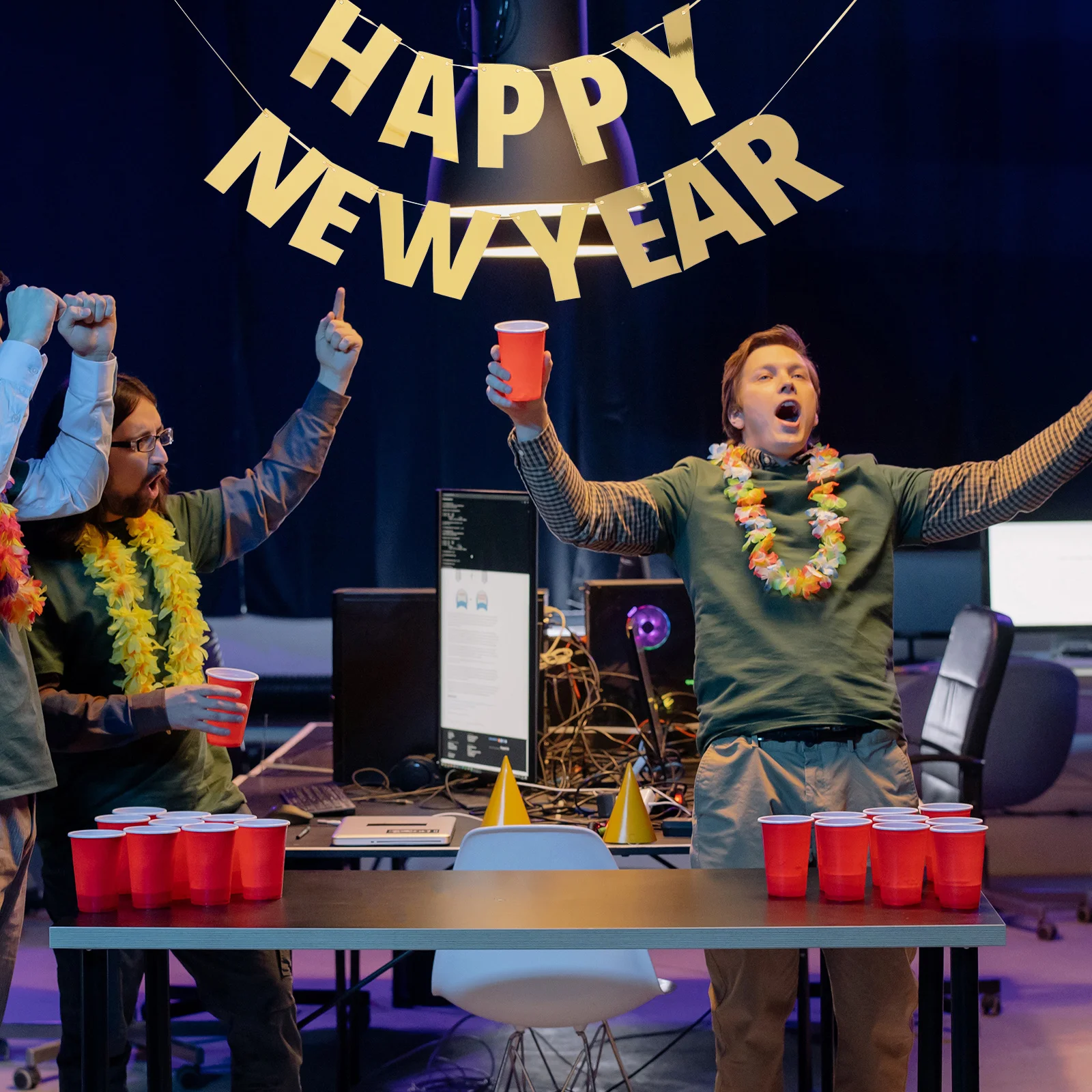 

1 set 1 Set Happy New Year Hanging Flags Festive Paper Banner Decor For 2024 Party Home Supplies New Year Bunting Flag Party