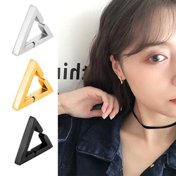2PC Punk Triangle Ear Hoop Earrings For Women Men Stainless Steel Earring Ear Buckle Clip on Earring Cartilage Tragus Jewelry
