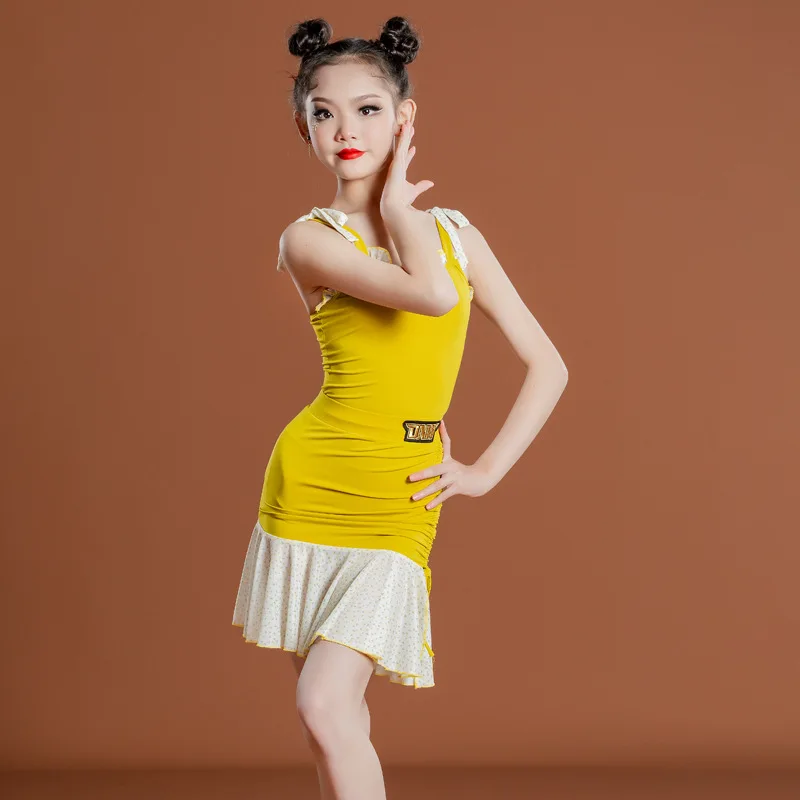 Customized Girls Latin Dance Dress for Children's Performance Costumes Ballroom Dance Competition Dresses