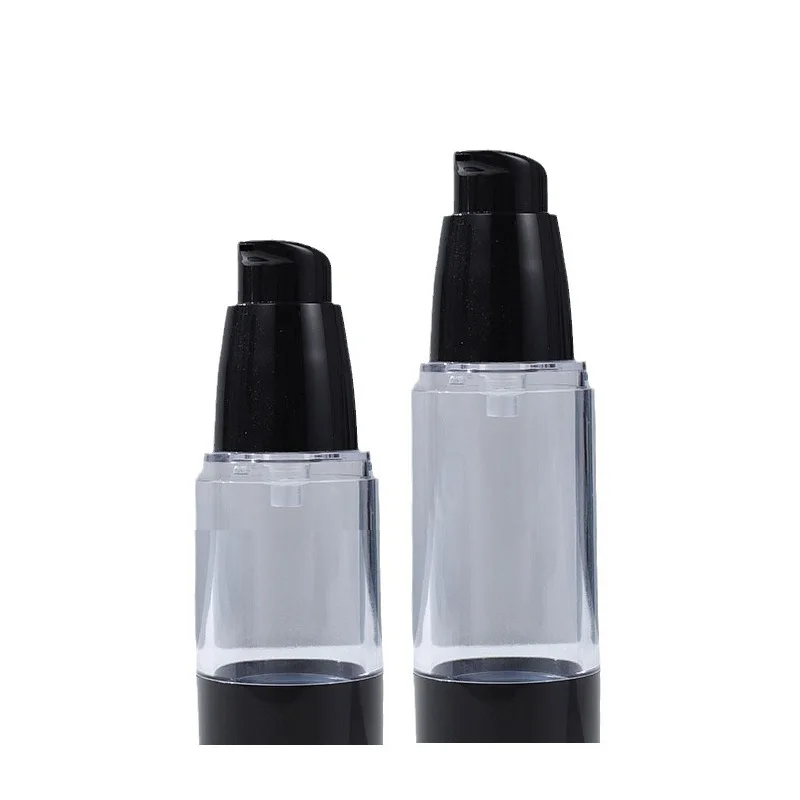 25Pcs Clear Airless Bottles Black Lotion Pump Cosmetic Packing 15ml 30ml 50ml Plastic Essence Emulsion Vacuum Refillable Bottles