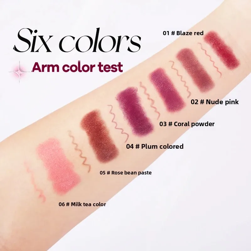 Batom delineador fosco 2 em 1, caneta de longa duração, sem transferência, sexy, vermelho, giratório, duas cabeças, cosméticos de maquiagem