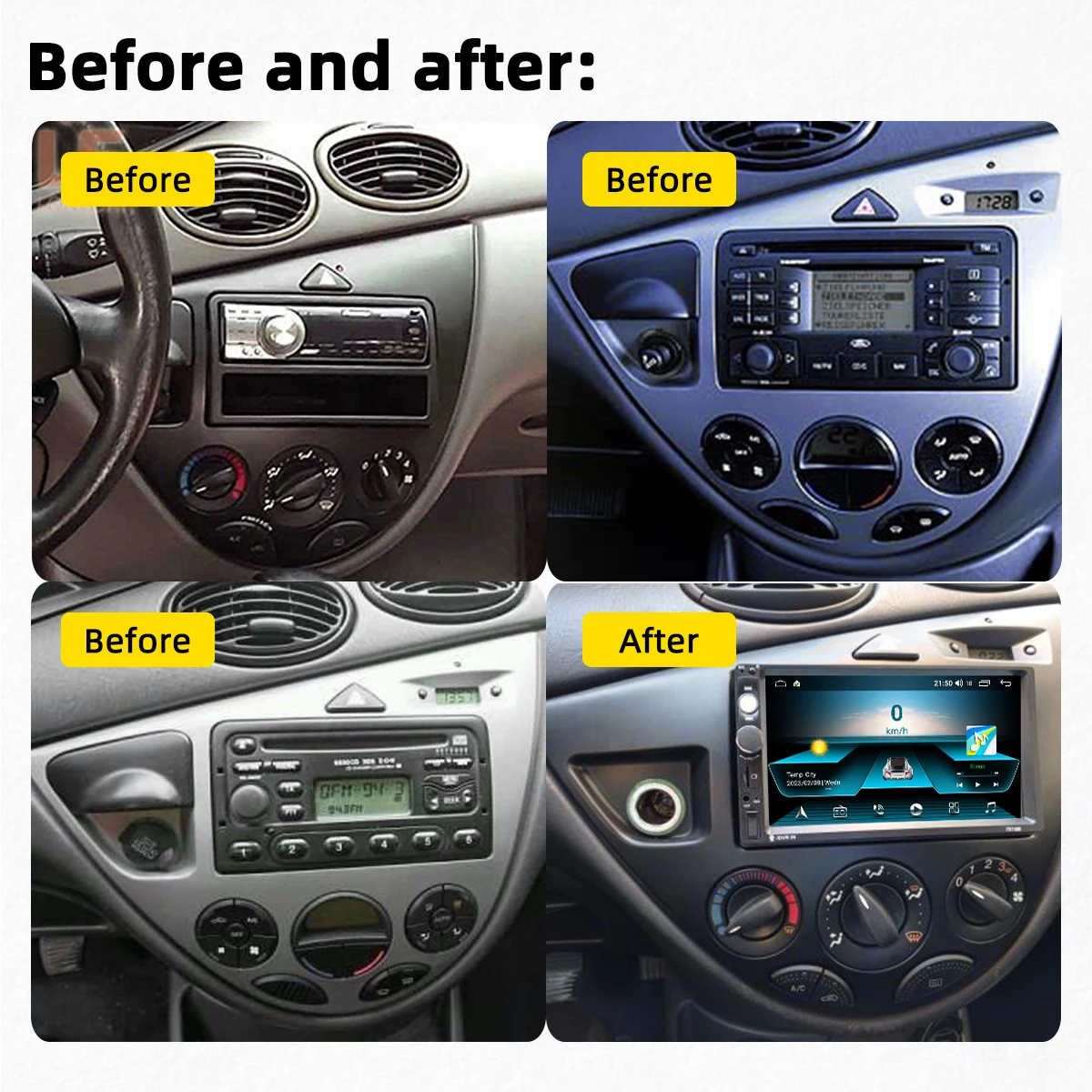 Picture 3: 2Din Android14 For Ford Fiesta 1995-2001 Focus MK1 1998-2004 Multimedia Stereo Radio Video Player Screen Carplay android auto