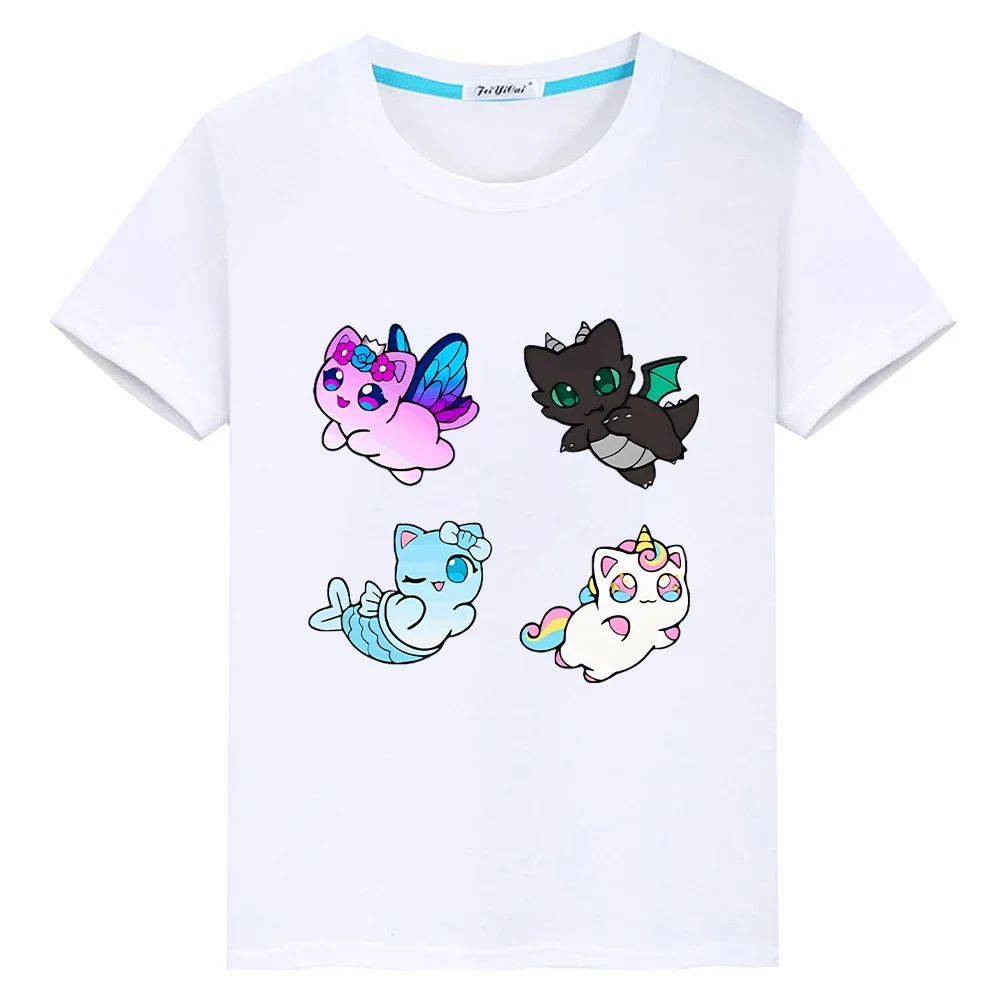 

Aphmau Squad Cat Print t shirt for kids boy 10years y2k one piece 100%Cotton anime Short Tops pride tshirt kids clothes girls