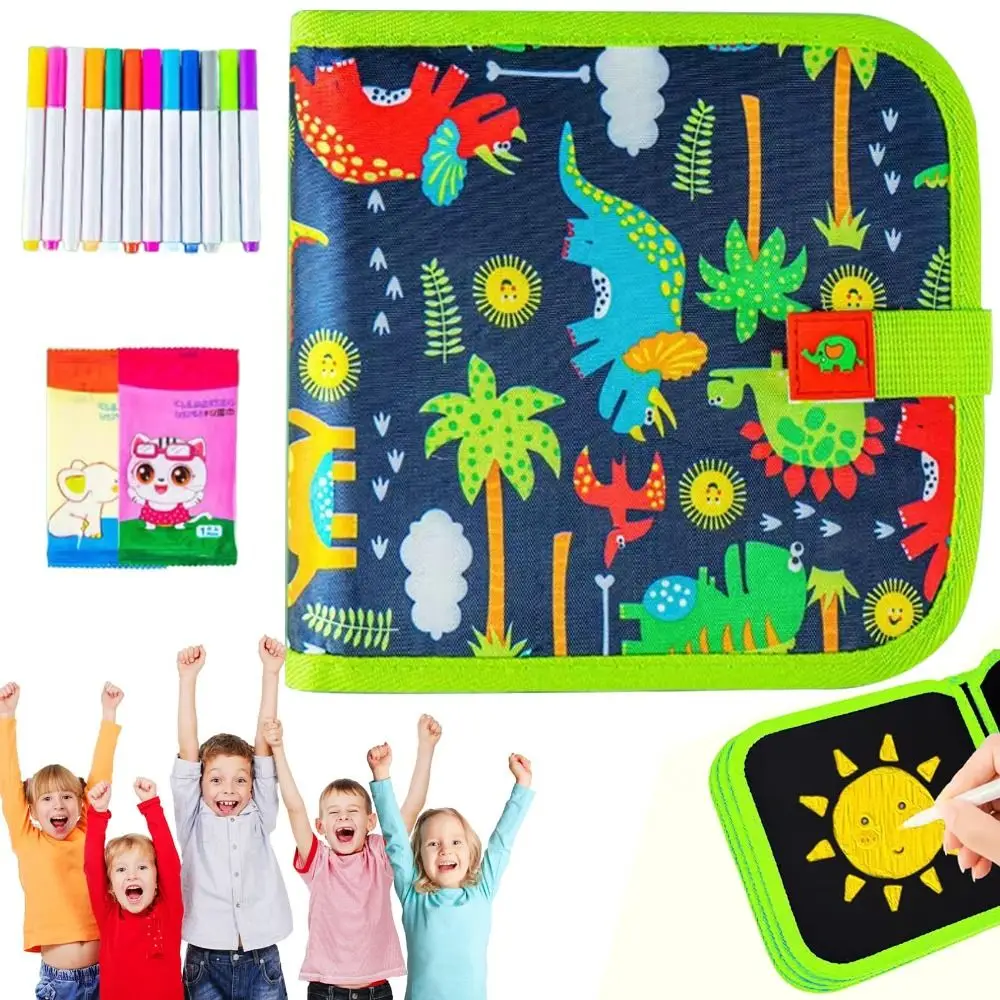 6-stronicowy zestaw do rysowania, ścierania, edukacyjny, z tablicą suchościeralną, do kolorowania, wielokrotnego użytku, książeczka do malowania Montessori dla chłopców i dziewczynek