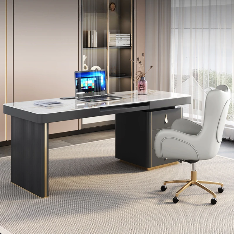 Write Top Grade Office Desk Study Computer Light Luxury Rock Plate Modern Storage Office Desks Escritorios Work Furniture QF50OD