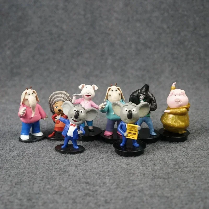Animated Film SING Figurines Meena Pig Elephant Rosita Buster Moon ASH Figure Animal Dolls Collection Table Ornaments  Gifts